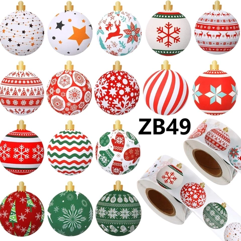 Autocollants de Rouleau Ronds Décoratifs de Boule de Noël pour l'emballage de Cadeaux Étiquettes de Scrapbooking de Fête