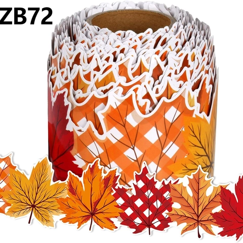 Autumn Maple Leaf Bulletin Board Borders Thanksgiving Classroom Decor Stickers Coated Paper Adhesive Waterproof Wall Decals
