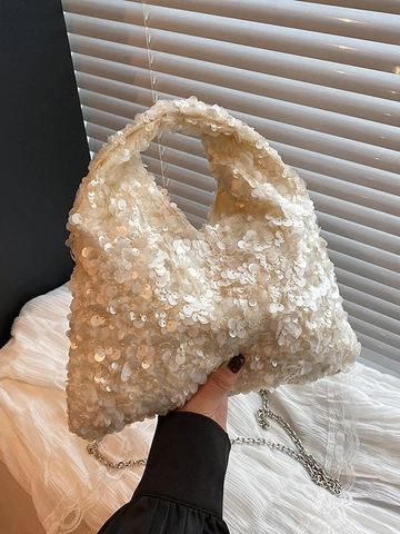 Borsa a Mano con Paillettes da Donna Luccicante a Tracolla Catena Urban Minimalist Borsa da Sera per Donna