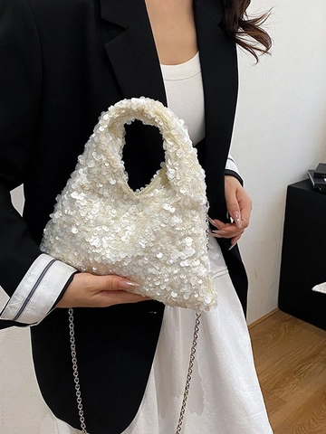 Borsa a Mano con Paillettes da Donna Luccicante a Tracolla Catena Urban Minimalist Borsa da Sera per Donna