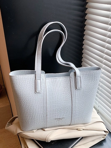 Borsa Tote da Donna in Pelle PU con Motivo a Coccodrillo Grande Capacità Borsa a Tracolla Casual per Ufficio Moda