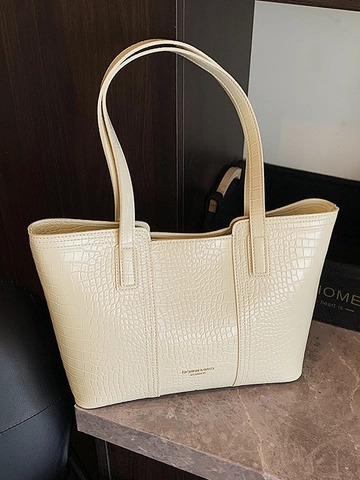 Borsa Tote da Donna in Pelle PU con Motivo a Coccodrillo Grande Capacità Borsa a Tracolla Casual per Ufficio Moda