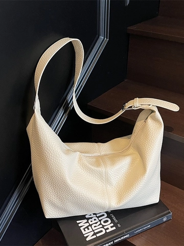 Large Capacity Lychee Texture Hobo Bag For Women Fashion Casual Shoulder Crossbody Bag Minimalist Tote Bag With Strap