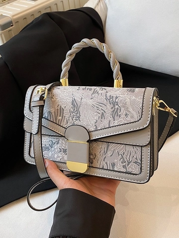 Dames Vintage Geborduurde Vlinder Handtas PU Leer Schoudertas Met Gevlochten Handvat Elegante Bloemen Crossbody Tas