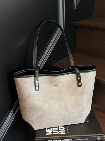 Dames Retro Marmertextuur PU-Leren Tote Bag Grote Capaciteit Casual Woon-werkverkeer Schoudertas Met Gouden Hardware