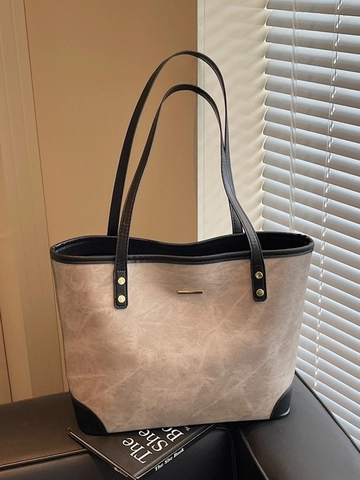 Dames Retro Marmertextuur PU-Leren Tote Bag Grote Capaciteit Casual Woon-werkverkeer Schoudertas Met Gouden Hardware