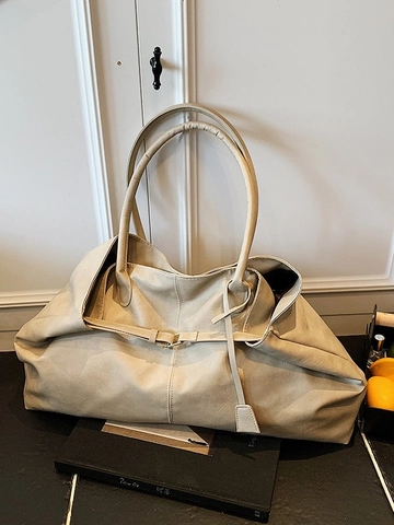 Grand Sac Cabas en Cuir PU pour Femmes Sac à Épaule Rétro Décontracté Avec Boucle en Métal Sac Sous le Bras pour Trajet Main