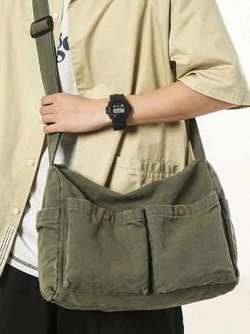 Große Kapazität Segeltuch Tote Bag Vintage Workwear Messenger Bag Für Herren Damen Unisex Retro Schule Umhängetasche
