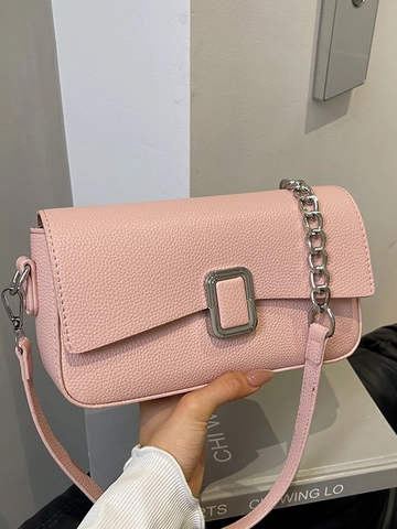 Women PU Leather Litchi Texture Underarm Bag Fashion Korean Style Small Square Bag Elegant Solid Color Chain Crossbody Shoulder Bag