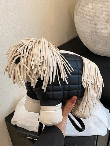 Bolso Bandolera Creativo con Forma de Perro para Mujer de Cuero PU con Borlas Bolso de Hombro Animal Acolchado Regalo