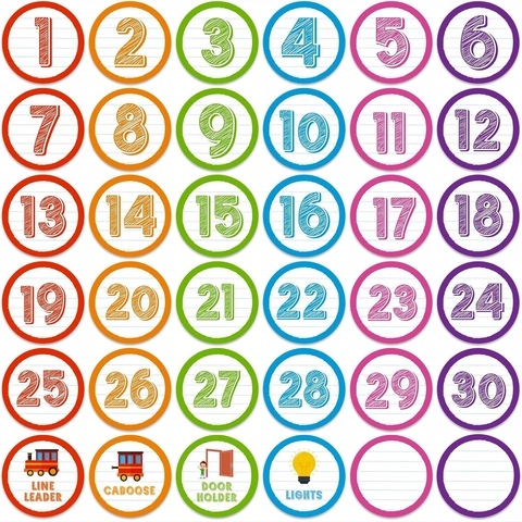 Pegatinas Numéricas Redondas de Colores para el Aula Marcadores de Suelo Impermeables Etiquetas de Gestión para Profesores