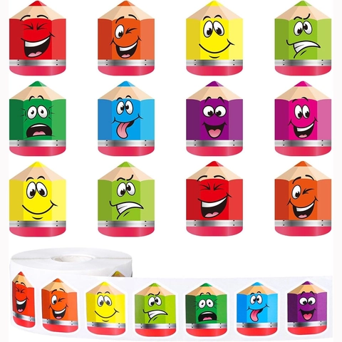 Adesivi in Rotolo a Cartoni Animati Zucca Mela Matita per Bambini Scuola Scrapbooking Decorazione Regalo Etichette Autoadesive