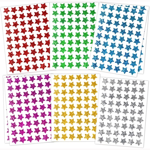 Laser Glitter Star Stickers For Reward Charts School Classroom Decoration PP Adhesive Multicolor Pentagram Stickers For Kids DIY Craft