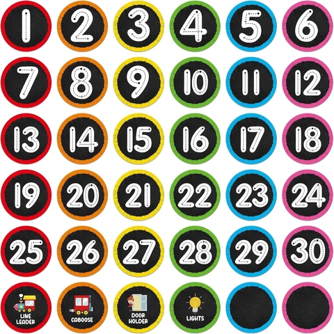 Pegatinas Numéricas Redondas de Colores para el Aula Marcadores de Suelo Impermeables Etiquetas de Gestión para Profesores