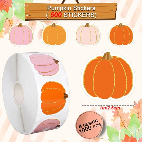 Adesivi in Rotolo a Cartoni Animati Zucca Mela Matita per Bambini Scuola Scrapbooking Decorazione Regalo Etichette Autoadesive