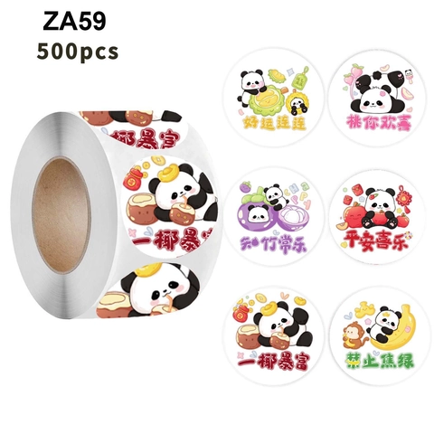Cartoon Panda Runde Aufkleber Gestrichenes Papier Selbstklebend Etiketten Dekorativ Für Geschenkbox Umschlag Versiegelung Tier Aufkleber Set