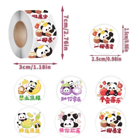 Cartoon Panda Runde Aufkleber Gestrichenes Papier Selbstklebend Etiketten Dekorativ Für Geschenkbox Umschlag Versiegelung Tier Aufkleber Set