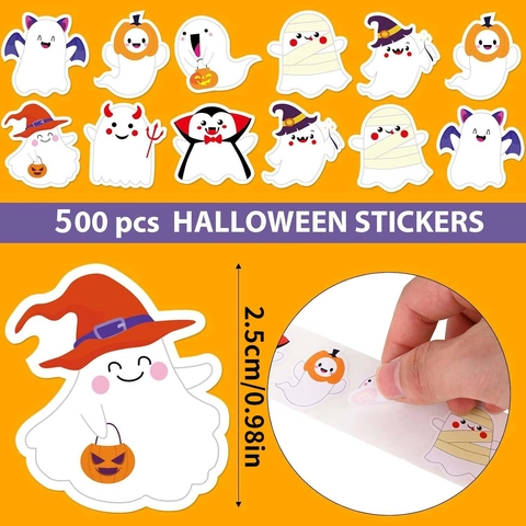 Adesivi di Halloween Fantasma Cartone Animato Etichette Decorative Regalo Per Festa Sigillo Finestra Motivi Vampiro Mummia Zucca