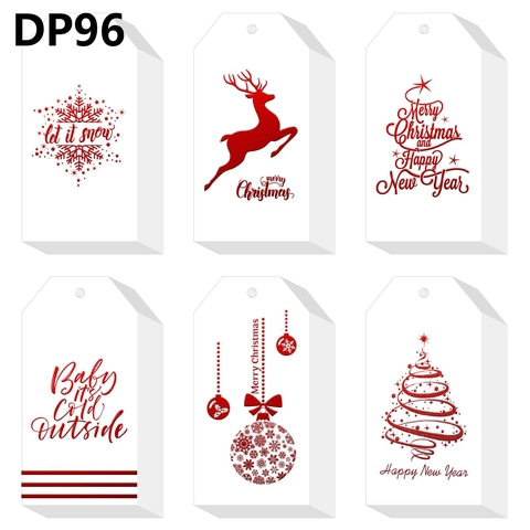 Christmas Gift Tags With Hemp Rope Coated Paper Snowflake Reindeer Pattern Festive Holiday DIY Label Tags For Wrapping