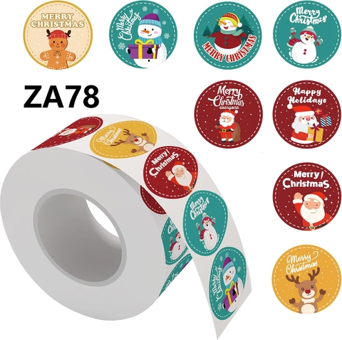 Ronde Kerststickers Rol Envelopzegels Cadeaudecoratie Cartoon Kerstman Sneeuwpop Gingerbread Man Papieren Labels ZA78