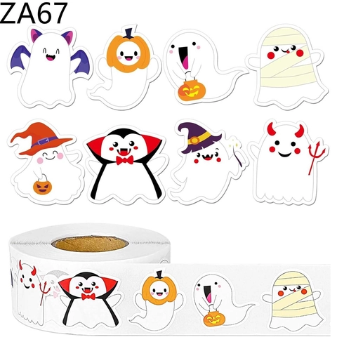 Adesivi di Halloween Fantasma Cartone Animato Etichette Decorative Regalo Per Festa Sigillo Finestra Motivi Vampiro Mummia Zucca
