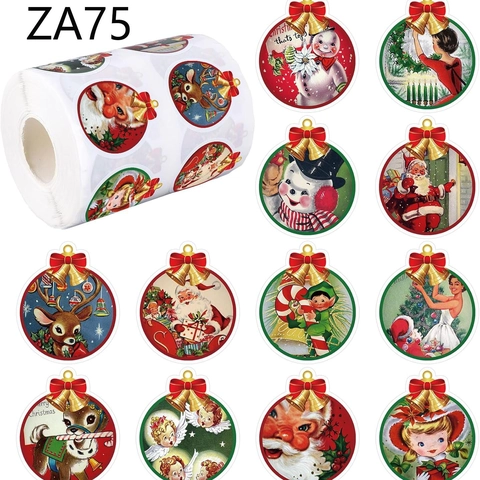 Vintage Weihnachten Aufkleber Rund Festliche Klebeetiketten Dekorative Siegelaufkleber Für Geschenkverpackung Umschlag Dekoration