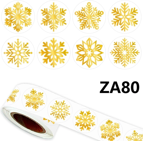 Goldfolien Schneeflocken Aufkleber Rolle Runde Weihnachten Transparente Etiketten Für Briefumschläge Geschenkkarten Winter Dekor