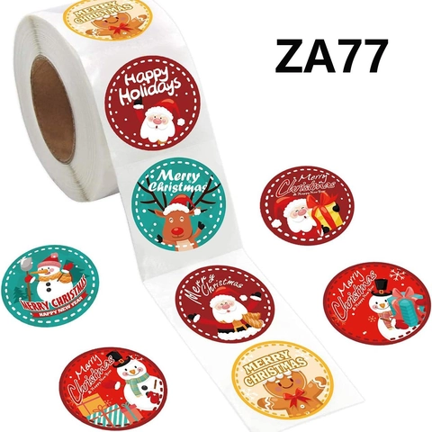 Kerstmis Sticker Rol Vrolijk Kerstfeest Etiketten Rond Envelop Zegels Kerstman Sneeuwpop Rendier Cadeau Decoratie Vakantie Feest