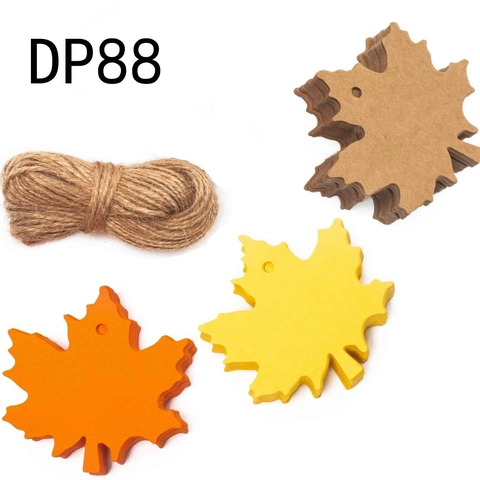 Thanksgiving Maple Leaf Kraft Paper Gift Tags With Hemp Rope DIY Blank Autumn Hanging Labels For Holiday Party Favor Baking Packaging Decor