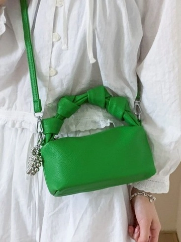 Borsa a Tracolla da Donna in Pelle PU con Manico a Nodo Ciondolo in Metallo Casual Fashion Borsa a Tracolla Minimalista Versatile