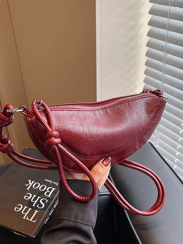 Minimalistische PU Leder Halbmond Umhängetasche Für Damen Trendy Knoten Gurt Crescent Schultertasche Urban Commute Tasche