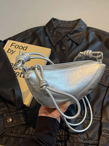 Minimalistische PU Leder Halbmond Umhängetasche Für Damen Trendy Knoten Gurt Crescent Schultertasche Urban Commute Tasche