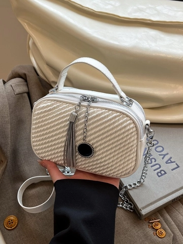 Borsa a Tracolla da Donna 2025 in Pelle PU Trapuntata Urban Minimalist Trama Intrecciata Con Catena e Nappa