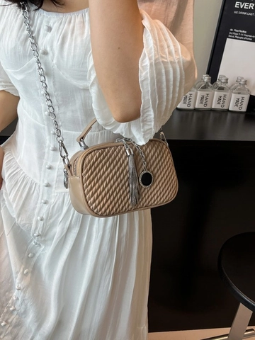 Borsa a Tracolla da Donna 2025 in Pelle PU Trapuntata Urban Minimalist Trama Intrecciata Con Catena e Nappa