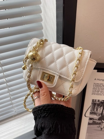 Fashion Women Mini Quilted PU Leather Crossbody Bag Gold Ball Adjustable Chain Shoulder Bag Diamond Lattice Square Bag