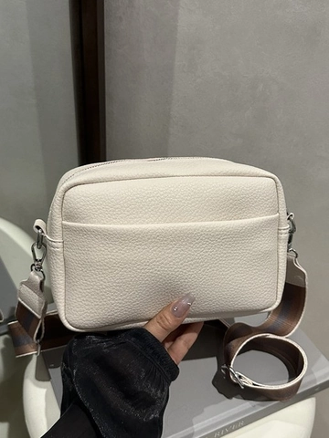 Women Litchi Pattern Crossbody Bag PU Leather Solid Color Camera Bag with Wide Adjustable Striped Strap Shoulder Bag