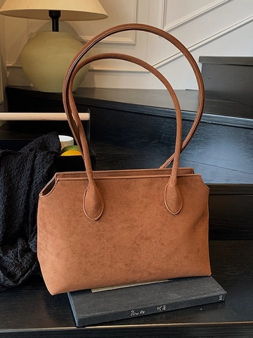 Borsa Sottobraccio da Donna in Pelle PU Opaca Minimalista Grande Capacità Borsa a Tracolla da Ufficio Chiusura con Cerniera