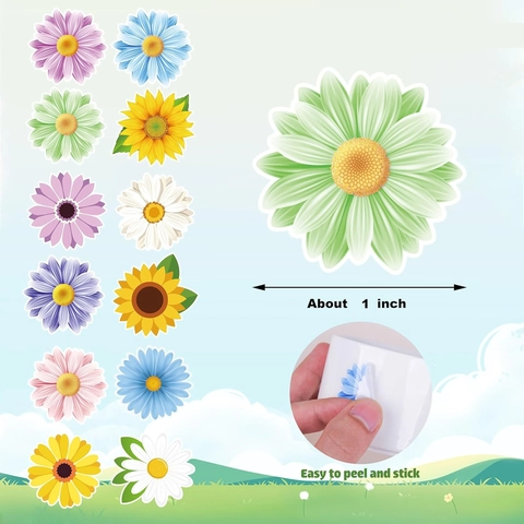 Sunflower Daisy Shape Stickers Floral Self-adhesive Sealing Labels For Gift Box DIY Scrapbook Decoration Minimalist Multi-color