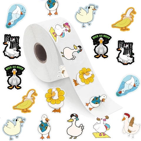 Cartoon Animal Pattern Self-adhesive Roll Stickers For Scrapbooking DIY Decor Waterproof Seal Labels Duck Panda Squirrel Insect