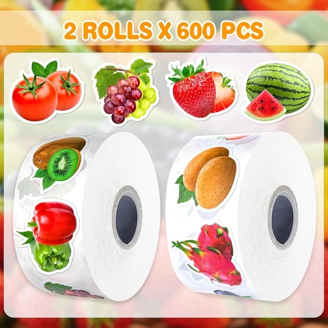 Coated Paper Fruit Vegetable Stickers Waterproof Self-Adhesive Decorative Labels For Scrapbooking DIY Crafts Sealing