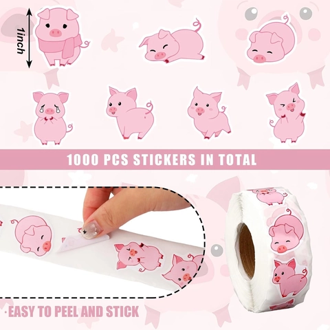 Niedliche Cartoon Tieraufkleber Rolle Wasserdicht Selbstklebend Schwein Hochlandkuh Muster Für Scrapbooking