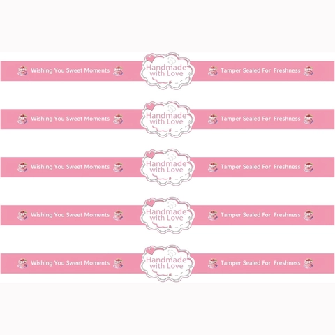 Handmade With Love Adesivi Sigillanti per Cottura Strisce Rosa Cupcake Cuore Etichette per Imballaggio Regalo per Business DIY