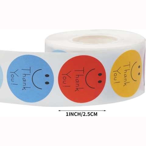 Autocollants Multicolores Merci Sourire Étiquettes Autocollantes Rondes Pour Enfants Récompense Fournitures Scolaires Cadeau Décor