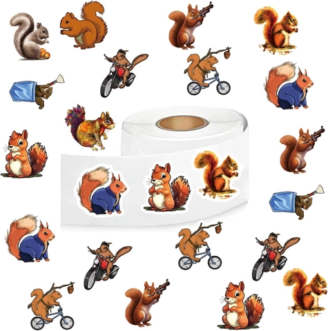 Cartoon Animal Pattern Self-adhesive Roll Stickers For Scrapbooking DIY Decor Waterproof Seal Labels Duck Panda Squirrel Insect