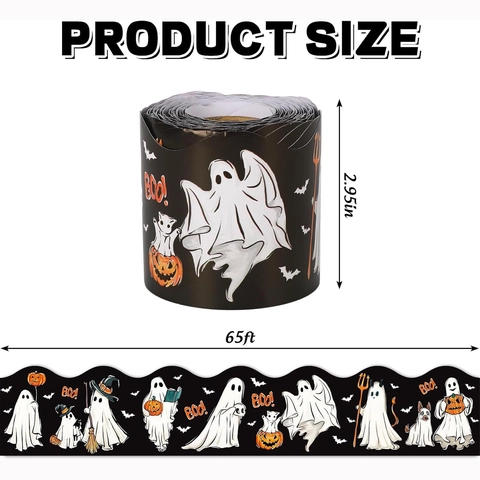 Adesivi per Bordo Lavagna di Halloween Fantasma Zucca Pipistrello Bordo Festonato Decorativo per Scuola Casa