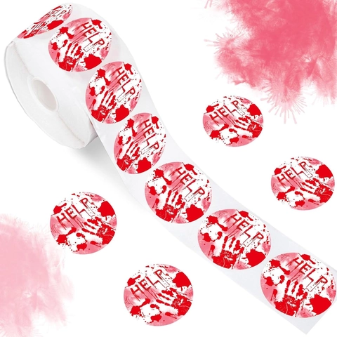 Adesivi Decorativi Autoadesivi Rotondi di Halloween Zucca Fantasma Pipistrello Horror Modelli di Impronte di Mani di Sangue per Sigillare Sacchetti Regalo per Feste Festive