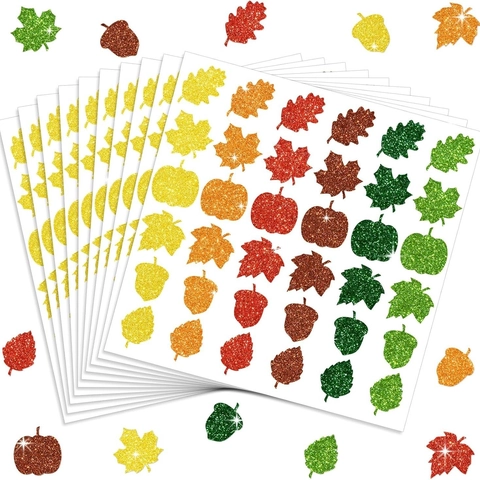 Erntedankfest Herbst Glitzer Ahornblatt Kürbis Aufkleber Selbstklebend Für DIY Scrapbook Geschenkbox Deko Mehrfarbig