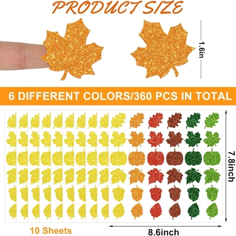 Erntedankfest Herbst Glitzer Ahornblatt Kürbis Aufkleber Selbstklebend Für DIY Scrapbook Geschenkbox Deko Mehrfarbig