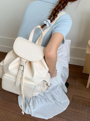 Vintage Academy-Stil PU Leder Rucksack Für Damen Große Kapazität Lässige Reisetasche High School Student Schultasche