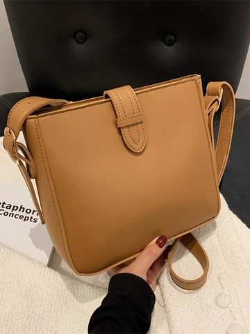 Damen Fashion PU Leder Quadratische Umhängetasche Minimalistisch Einfarbig Schultertasche Mit Verstellbarem Riemen Handtasche